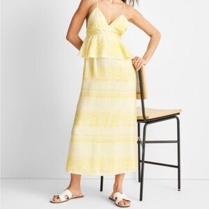 Yellow empire waist midi dress